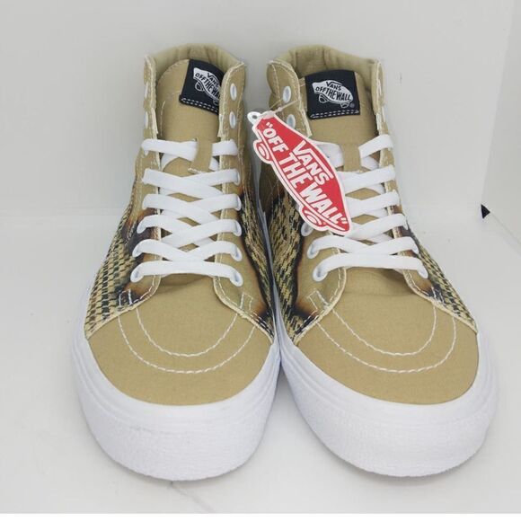 VANS SK8 Off the Wall NEW Mens Hi-Top Taupe Raised Lightning Bolt Sneakers-sz. 8 - Picture 2 of 6